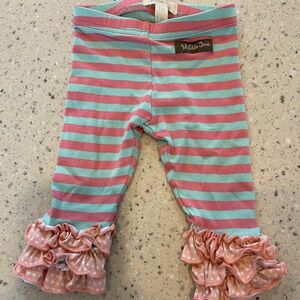 Matilda Jane Pink and Green Striped Ruffle Pants